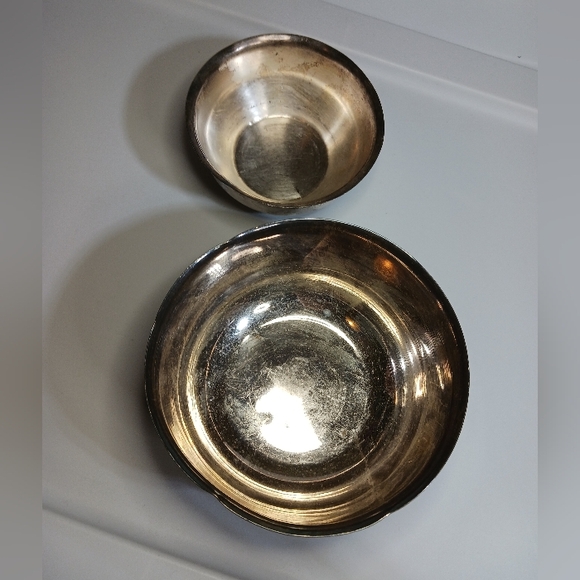 Vintage Lot Of 2 Signed Sterling Silver Unpolished Cup Bowl - 146g - Picture 3 of 11